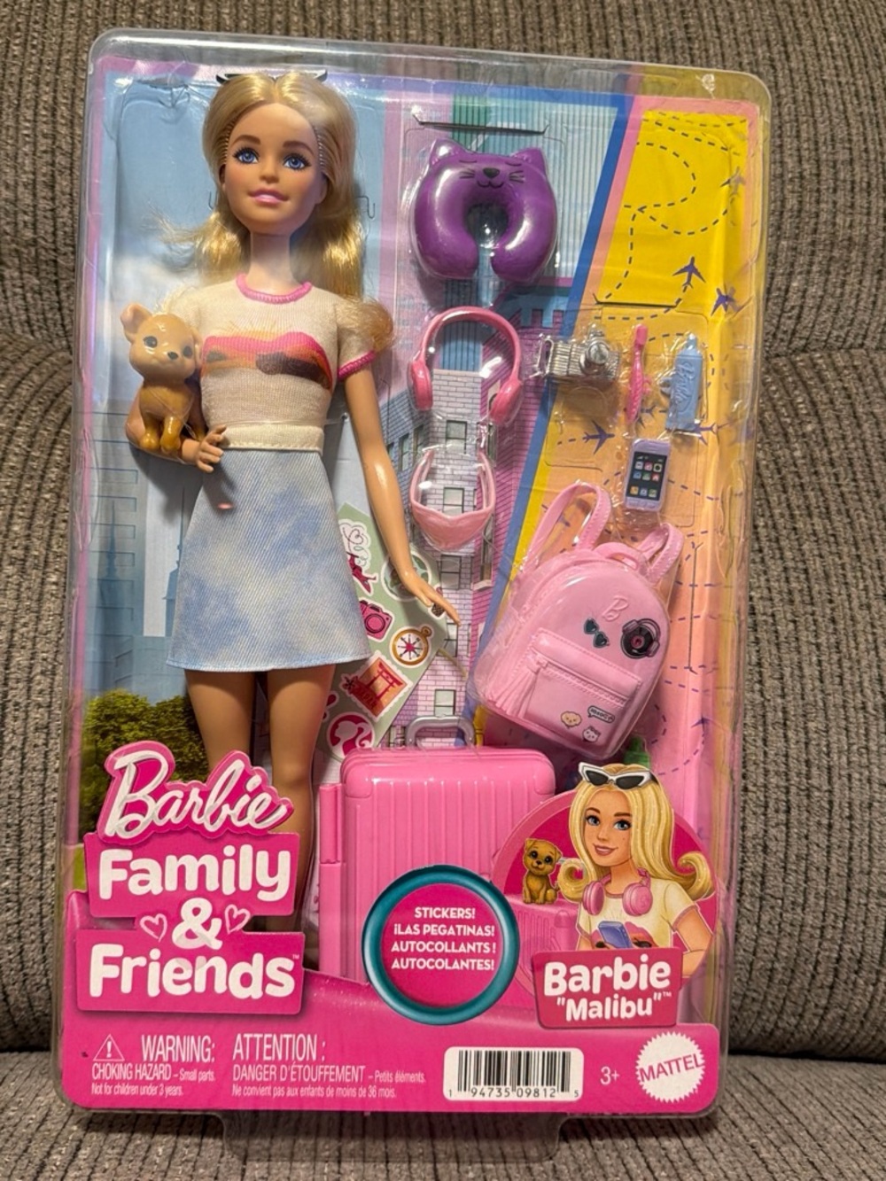 Barbie Pink Travel Doll with Pet, Backpack & Headphones